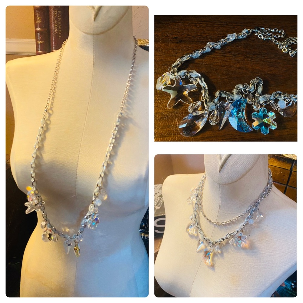 Swarovski Multi Shape Crystals Dangling Necklace - image 1